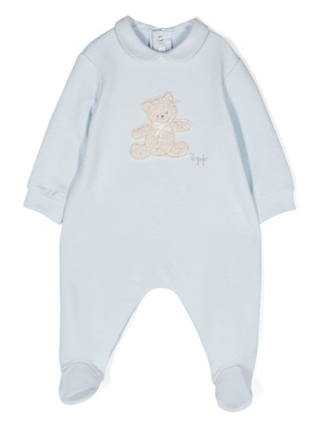 Il Gufo - bear-embroidered stretch-cotton pajamas - kids - Cotton/Elastane - 6 - Blue