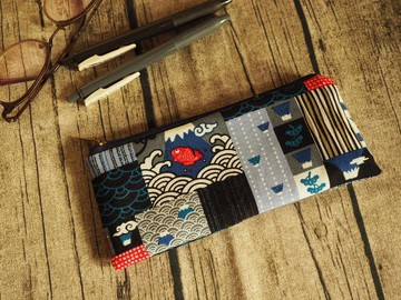 手工製作和風日本富士山圖案 筆袋 眼鏡袋 餐具袋