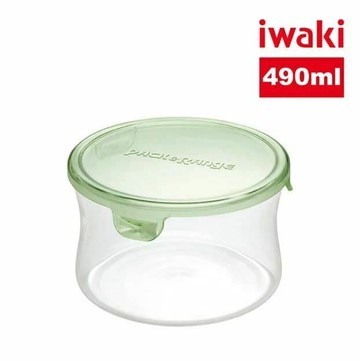 日本耐熱玻璃圓形微波保鮮盒490ml(綠色)(原廠總代理)
