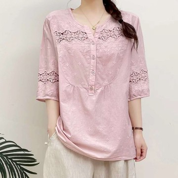 重工刺繡V領上衣72552