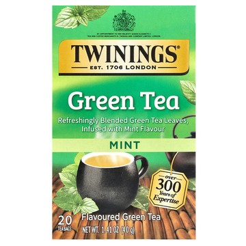 Twinings, 調味綠茶，薄荷味，20 茶包，1.41 盎司（40 克）