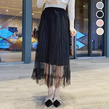 【韓國K.W.】KD3376韓國酷萌女孩網紗百褶裙(三宅/褶皺風/壓皺/顯瘦)