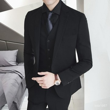 品牌廠家直銷優質韓版西裝全套男士修身馬甲伴郎新郎禮服墊肩製服 R7RE