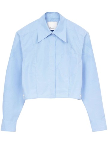 3.1 Phillip Lim - long-sleeve cropped shirt - women - Cotton/Polyester - 0 - Blue