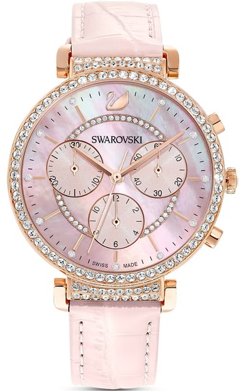 SWAROVSKI 施華洛世奇 PASSAGE CHRONO 幸福航程計時腕錶(5580352)-36mm-粉貝皮革【刷卡回饋 分期0利率】【APP下單點數13倍送】