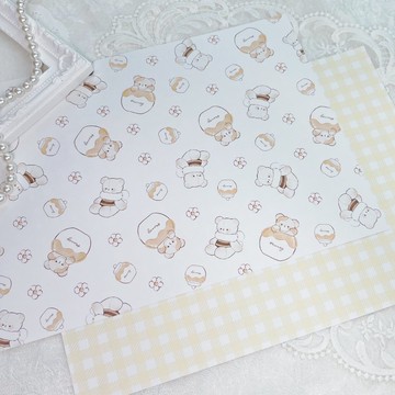 bear honey×check design paper