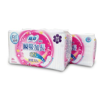 蘇菲彈力貼身瞬吸加長護墊17.5cm  花香/無香  28片/包 包裝隱密 *健人館*