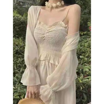 針織開衫披肩法式吊帶裙子夏季薄款防曬外套女外搭小坎肩短款罩衫