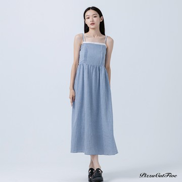 花邊格紋平口細肩洋裝 PizzaCutFive PCF252487084