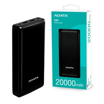 威剛 ADATA C20 行動電源 20000mAh 行動電源 簡約設計便攜 QC/PD 快充 黑色 廠商直送