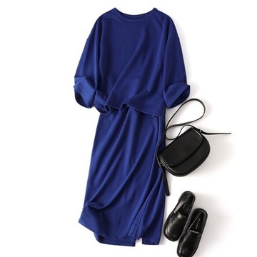 專為大人設計的簡約棉質羅紋布套裝 寶藍色 210904-5 210905-5