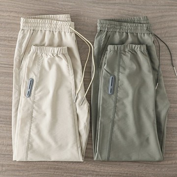 冰絲褲子男夏季薄款休閑長褲美式寬松工裝束腳衛褲潮牌九分運動褲