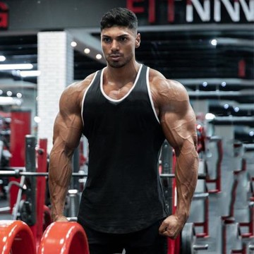 健美健身背心男夏季純色綜合訓練運動打底汗衫棉men fitness vest