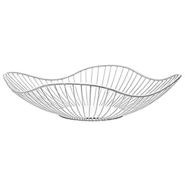 好物良品 客廳裝飾藝術金屬鏤空收納水果籃 花邊形矮款 白色  28 x 9.5 x 7.5cm  1個