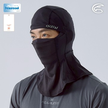 ADISI NICECOOL巴拉克拉瓦抗UV頭套 AH24001 黑色 (F)｜UPF50+ 防曬 抗紫外線 涼感 彈性 防臭 吸濕排汗 透氣