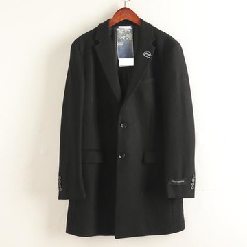 拉系列冬季新款 男士外套刺繡羊毛呢大衣修身韓版中長款帥氣