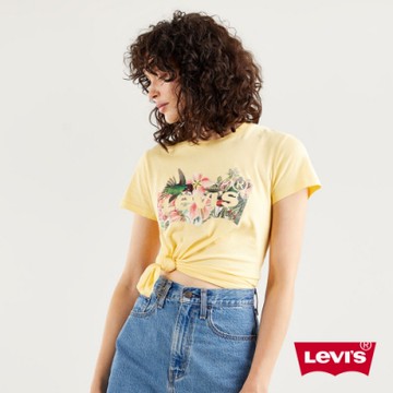 Levis 女款 短袖T恤 / 春鳥花草Logo / 鵝黃