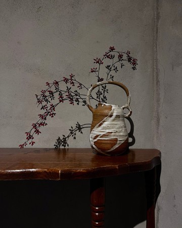 流白 單耳提樑 葫蘆型 花器 花瓶 零二 | 陶器皿