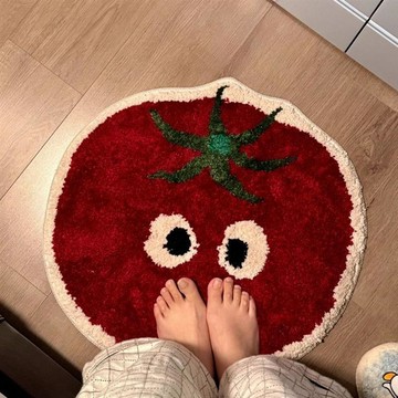 【Upton百貨】韓系可愛番茄浴室簇絨地墊吸水防滑墊臥室裝飾植絨地毯
