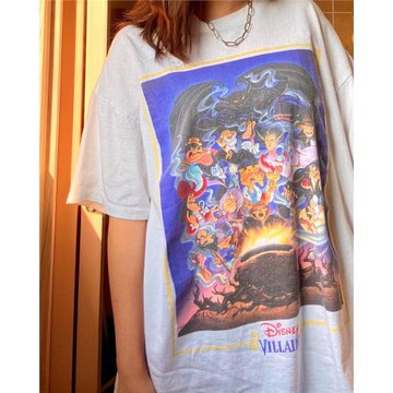 夏季印花創意短袖圓領新款迪士尼反派T恤百搭純棉男女超火潮牌