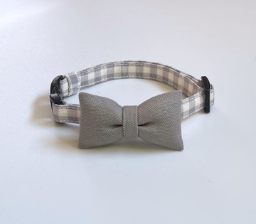 灰絲帶 x 格紋領子