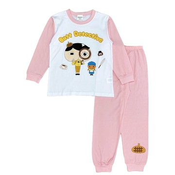 屁屁偵探 - 100%純棉兒童春秋套裝-粉