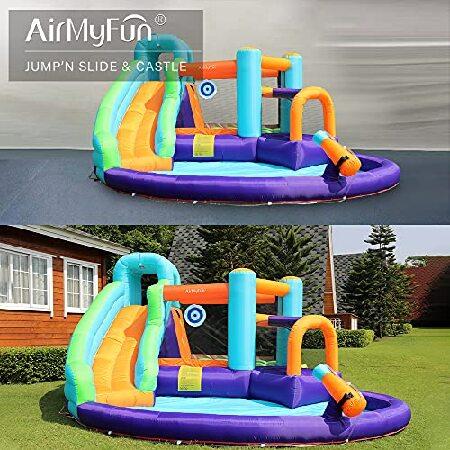 AirMyFun 空気注入式バウンスハウス 子供用 空気注入式ウォータースライド ブロワー付き 空気注入式ウォーターバウンスハウス 空気注入式プールスライド 極厚素