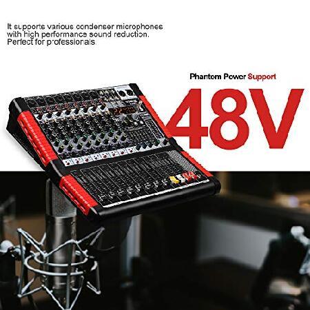 BOMGE X-8 Professional Channel Audio Mixer Sound Board Mixing Console Mic Line Input Interface USB MP3 Bluetooth Input 48V Phantom Power 24 FX DSP