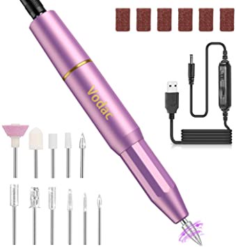 新款 Vodac【日本代購】電動美甲機 初學者專業用套裝11in1多功能USB高速2000rpm旋轉低噪音-紫色