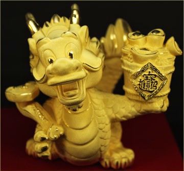 精緻鍍999純金箔 吉祥Q版龍 萬事如意 招財進寶 千足絨沙金 送禮自用皆適宜
