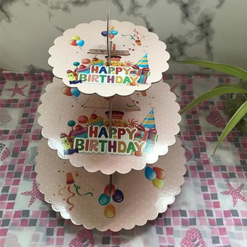 一次性紙質多層蛋糕架婚禮生日圣誕派對三層燙金甜品桌擺臺裝飾