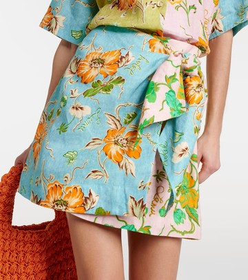 Alémais Mana floral patchwork linen wrap skirt
