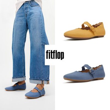 【FitFlop】DELICATO 波浪邊帆布瑪麗珍鞋-女(多色)