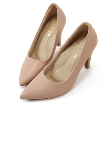 FM SHOES 素面尖頭細跟高跟鞋 粉