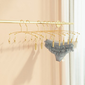 💘I&U家 意式轻奢风晾衣架 衣夹 金屬內衣褲專用晾衣架 防滑帶夾子 胸罩內褲文胸展示架 衣帽间衣架 高档酒店别墅奢侈