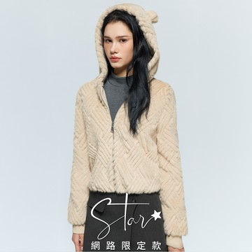 STAR 毛絨絨環保兔毛熊熊造型連帽外套