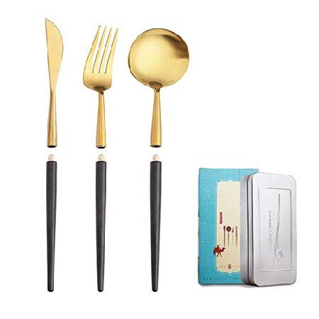 Portable Detachable Flatware Set, Stainless Steel Reusable Camping Travel Cutlery Set Including Knife Fork Spoon with Case for Camping Picnic Office