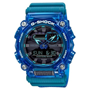 CASIO 卡西歐 GA-900SKL-2A/ G-SHOCK系列 幻象音浪雙顯手錶 / 藍 47.1mm｜樂天領券現折★全館特惠中★指定刷卡回饋10%