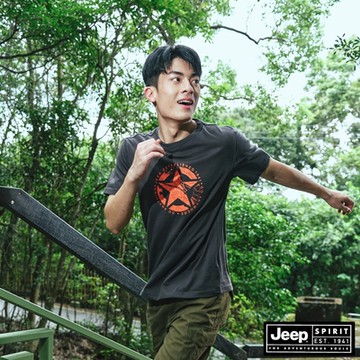 JEEP 男裝 STAR時尚酷炫印刷純棉短袖T恤-深灰色