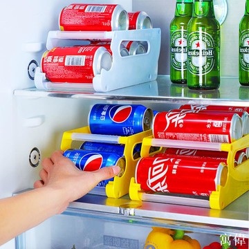 飲料架 啤酒架 冰箱收納架 冰箱飲料收納架 自動滑落 自動補位飲料架 網紅廚房超市易拉罐架多功能整理架收納神器雙層滾動冰
