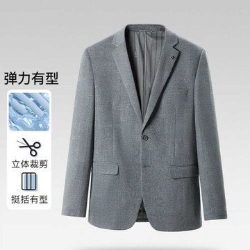 撤柜撤標2024年秋季男新款簡約花紋高彈平駁領休閑商務西服外套