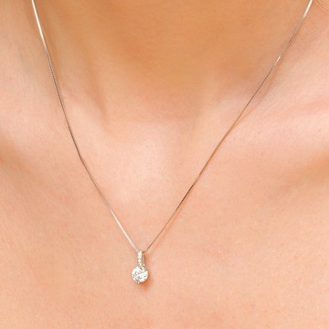 『快速出貨9折』新年送禮❤️【CReAM】Lauretta 純銀典雅氣質6mm單鑽水晶鑽式女項鍊 #禮盒 #浪漫送禮 #生日禮盒 #情人禮物 #生日禮物