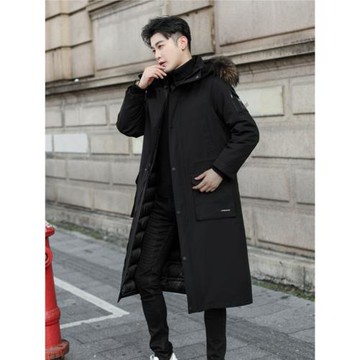 2025冬季新款鵝絨羽絨服男長款過膝加厚可拆洗內膽可脫卸帽派克服