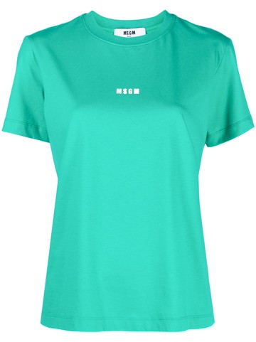 MSGM - logo-print cotton T-shirt - women - Cotton - M - Green