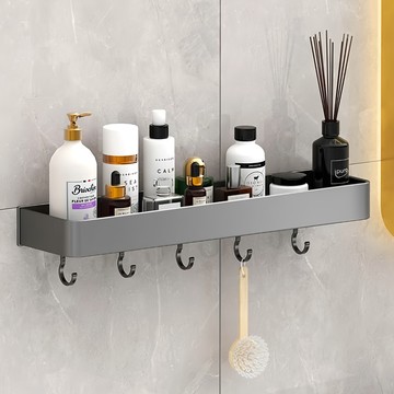 浴室置物架 有桿 50cm 免釘免鑽 毛巾架  槍灰  1個