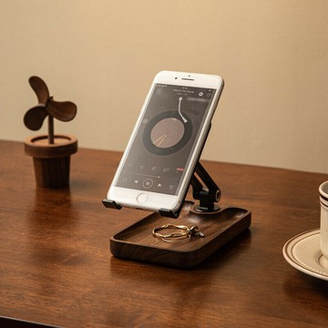 公司貨 免運 快速出貨 實木 擺件 桌面手機支架家用床頭多功能可折疊升降調節支撐架新款實木質