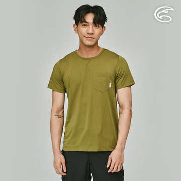 ADISI 男合撚超細纖維抑菌短袖口袋圓領T AL2311083 (M-2XL) 橄欖油綠｜抗UV 吸濕排汗 快乾 抗菌 彈性 排汗衣