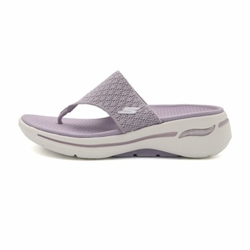 【全館滿額折】 Skechers Go Walk Arch Fit 粉紫 厚底 休閒 涼拖鞋 女款 J2479【新竹皇家140803LIL】