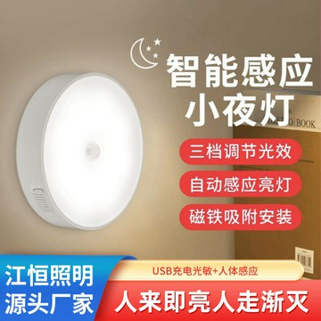 智能無線USB充電人體感應小夜燈衣櫃玄關走廊過道感應小夜燈 鑫弘-數碼配件
