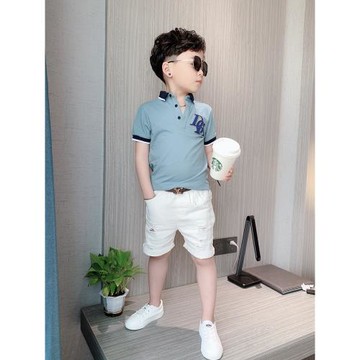 童裝新款寶寶polo衫男童翻領字母繡短袖夏裝t恤兒童保羅洋氣上衣